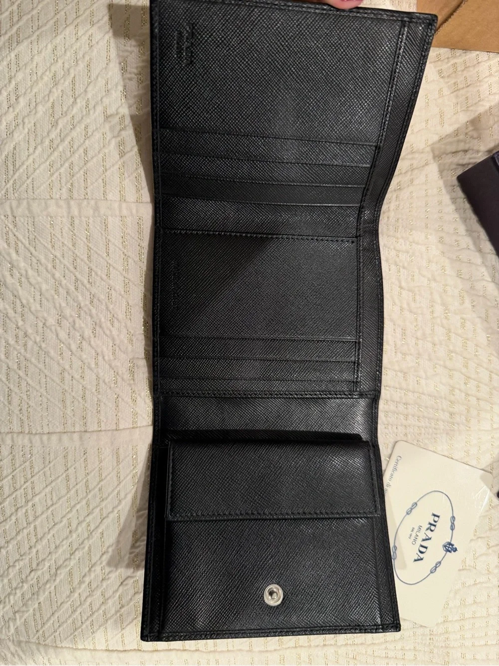 Prada Black Saffiano Leather bifold Wallet